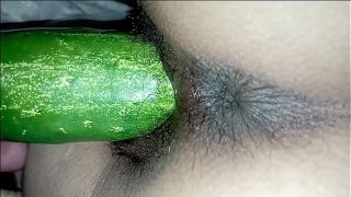 Fucked a village girls juicy pussy with cucumber and sucking natural boobs